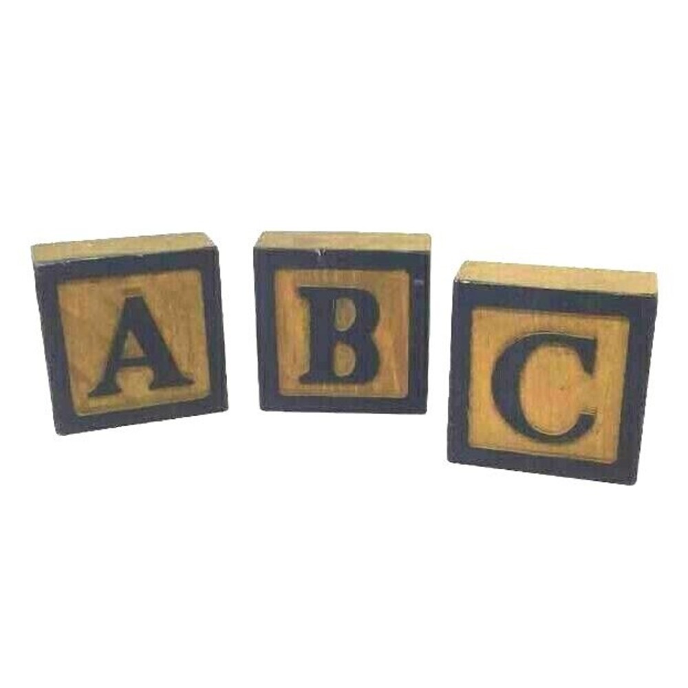 ABC Wood Blocks Blue Alphabet Children Decor Farmhouse Photo Props Country Lot 3